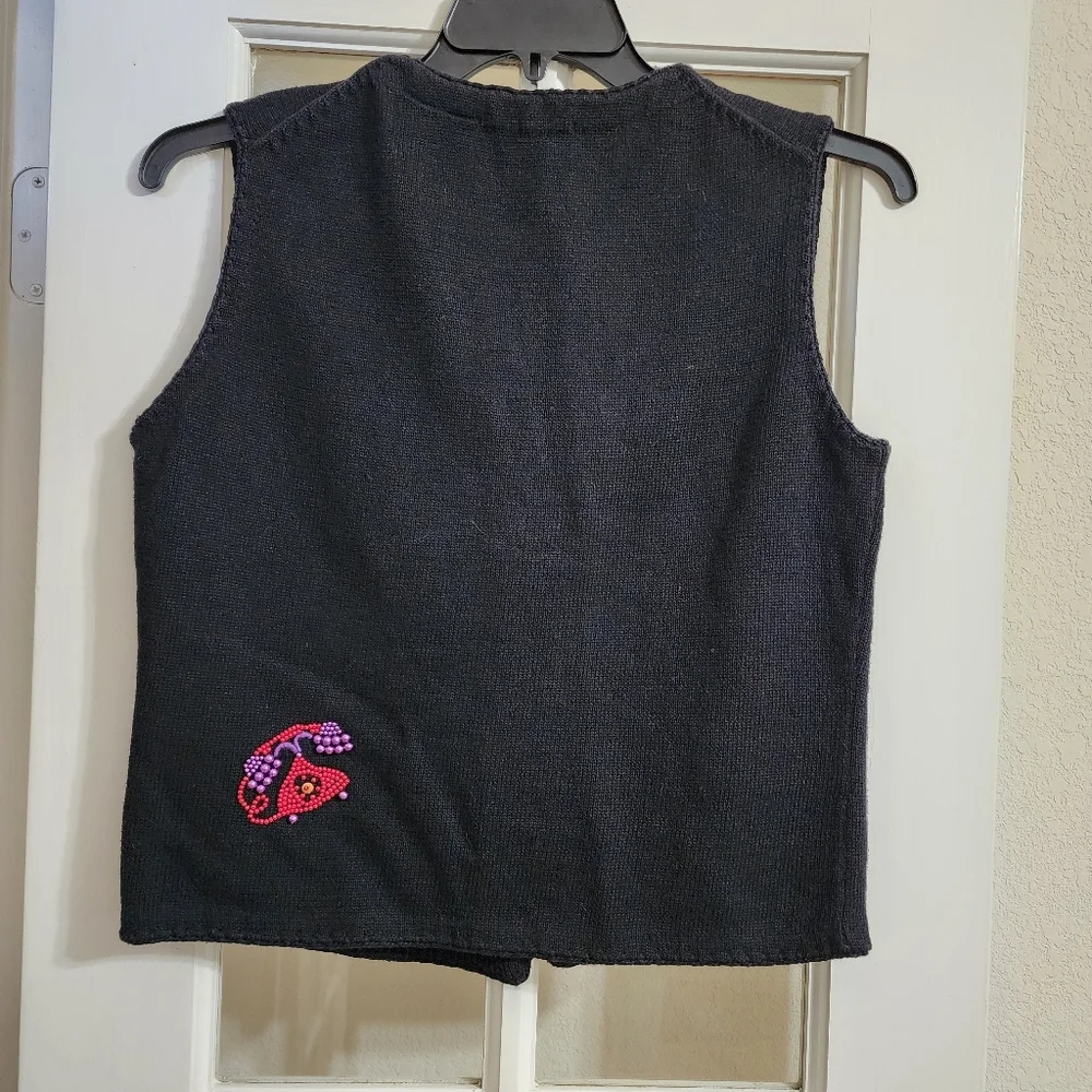 Vintage Michael Simon Beaded Telephone Vest Art Knit Whimsical Y2K READ DESC